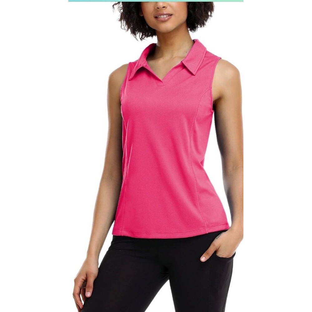 COOrun Women's Golf Polo Shirts Sleeveless Quick Dry Tennis T-Shirts Large